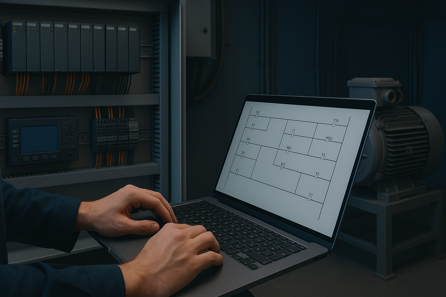 Engineer programming industrial control system